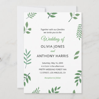 Einfache elegante botanische Grünpflanzen Hochzeit Einladung