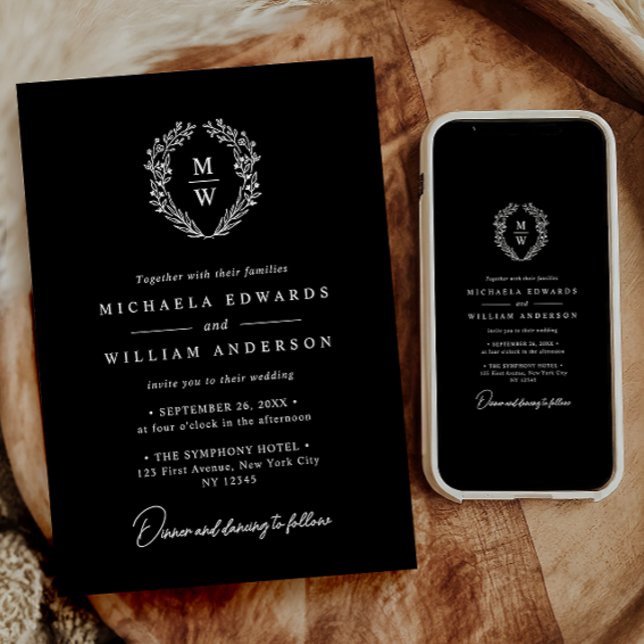 Einfache, elegante Botanische Kranzschrift nur Hoc Einladung (Von Creator hochgeladen)