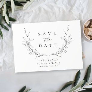 Einfache elegante botanische Wappen-Monogramm-Hoch Save The Date
