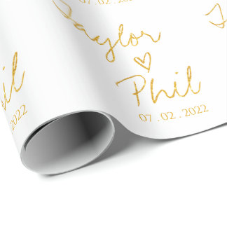 Einfache Elegante Braut & Groom Names Wedding Wrap Geschenkpapier