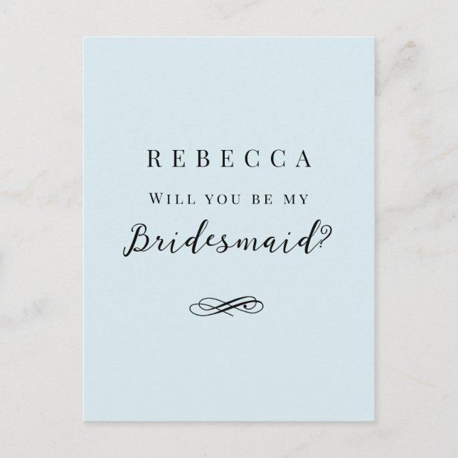 Einfache, elegante Bridesmaid-Vorlage Postkarte (Vorderseite)