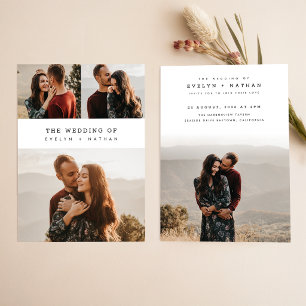 Einfache elegante Budget-Foto-Collage-Hochzeit Einladung