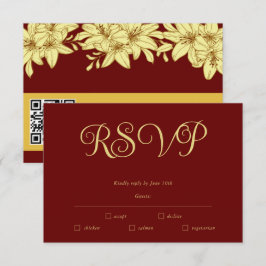 Einfache elegante Burgundy & Gold RSVP-Karte RSVP Karte