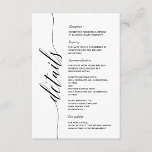 Einfache Elegante Calligrafy Details - Karte