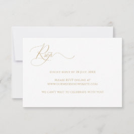 Einfache elegante Calligrafy Imitats Gold Website RSVP Karte