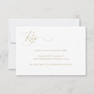 Einfache elegante Calligrafy Imitats Gold Website RSVP Karte