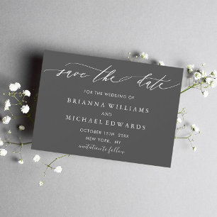 Einfache Elegante Calligraphie Gray Wedding Save The Date