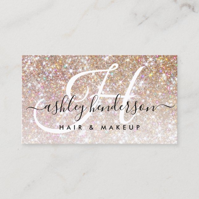 Einfache Elegante Champagner Funkelnd Haare Visitenkarte (Vorderseite)