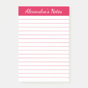 Einfache Elegante Cherry Red Lined Personalisiert Post-it Klebezettel