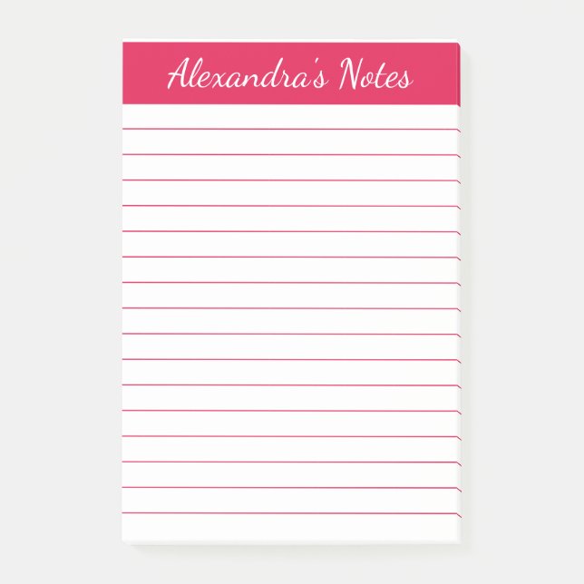 Einfache Elegante Cherry Red Lined Personalisiert Post-it Klebezettel (Vorderseite)