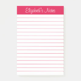 Einfache Elegante Cherry Red Lined Personalisiert Post-it Klebezettel