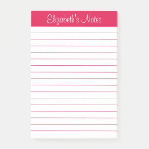 Einfache Elegante Cherry Red Lined Personalisiert Post-it Klebezettel
