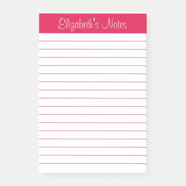 Einfache Elegante Cherry Red Lined Personalisiert Post-it Klebezettel (Vorderseite)