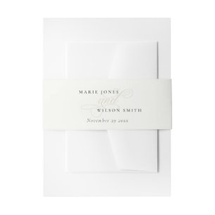 Einfache Elegante Chic Script Black & White Weddin Einladungsbanderole