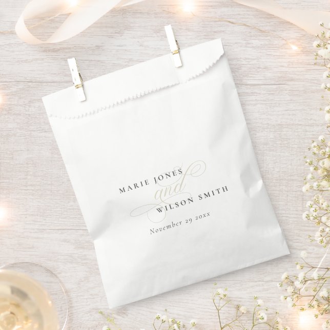 Einfache Elegante Chic Script Black & White Weddin Geschenktütchen (Ausgeschnitten)