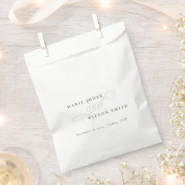 Einfache Elegante Chic Script Black & White Weddin Geschenktütchen