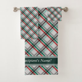 Einfache Elegante Christmas Red Green Kariert Badhandtuch Set