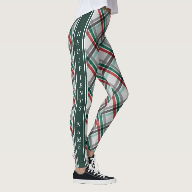 Einfache Elegante Christmas Red Green Kariert Leggings (Rechts)