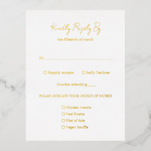 Einfache Elegante Classic Gold Foil Wedding RSVP C Folie Einladungspostkarte