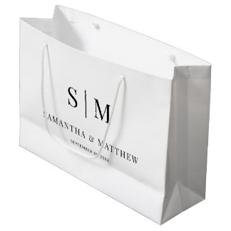 Einfache elegante Couple Initials Wedding Sponsors Große Geschenktüte