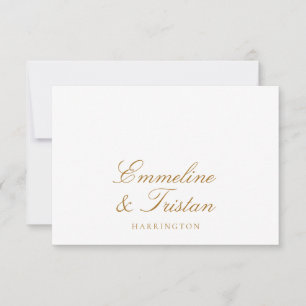 Einfache Elegante Couple Names Gold Script Monogra Mitteilungskarte