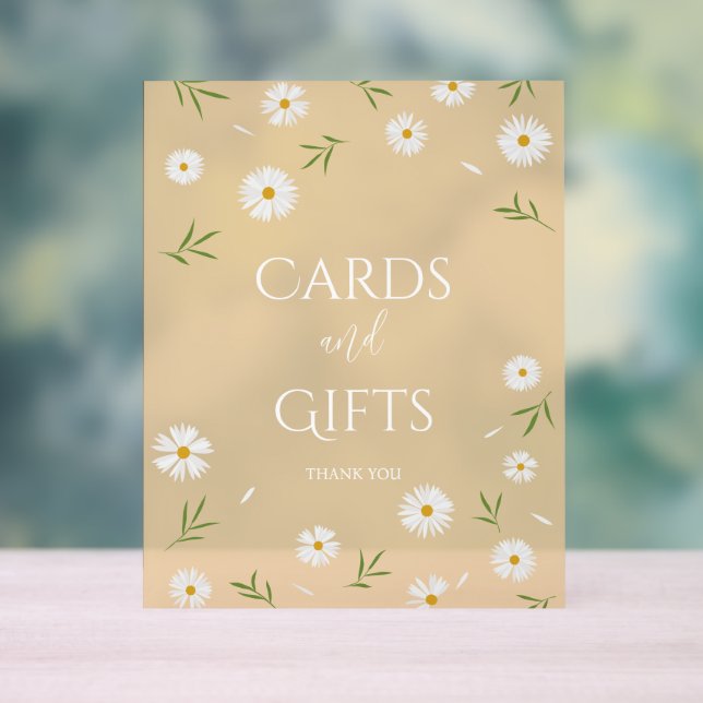 Einfache elegante Daisies Baby Duschkarten und Ges Acrylschild (Neutral)