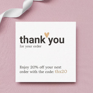 Einfache elegante Danke-für-Ihre-Bestellung-Coupon Mitteilungskarte