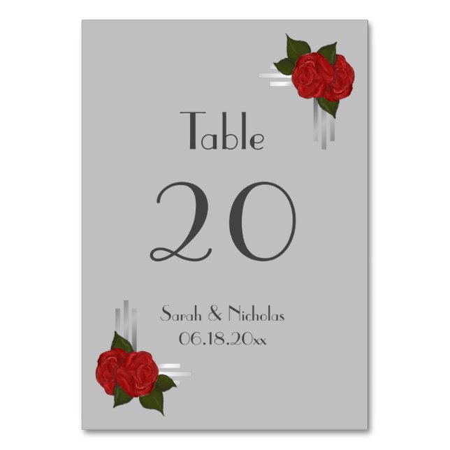 Einfache elegante Deko-Rose Hochzeitskarte Tischnummer (Rückseite)