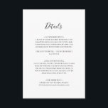 Einfache Elegante Details Einschlusskarte Begleitkarte<br><div class="desc">Diese elegante Einschließkarte ist perfekt für Ihre moderne,  minimalistische Schwarz-Weiß Hochzeit. Das Design besticht durch minimalen zeitgenössischen Schriftart,  begleitet von formaler Kalligraphie. Behalt es so,  wie es ist,  oder wählen Sie es mit Ihren eigenen Kunstwerken oder Fotos zu personalisieren!</div>
