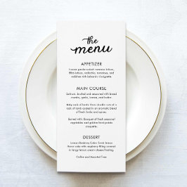 Einfache Elegante Dinner Hochzeit Menükarte