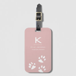 Einfache, elegante Dog Pfote Niedlich Pink Mit Mon Gepäckanhänger