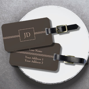 Einfache elegante Dunkelbraune Monogramm-Gepäckmar Gepäckanhänger