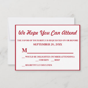 Einfache elegante dunkelrote Hochzeits-RSVP RSVP Karte