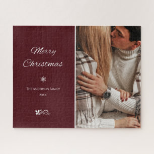 Einfache & elegante dunkle Burgunder Weihnachtsfei Puzzle