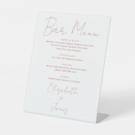 Einfache Elegante Dusty Rose Rosa Script Bar Menu Sockelschild