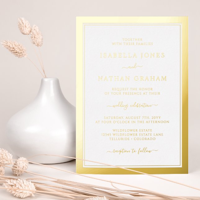 Einfache elegante Einladung zur Hochzeit (Simple Gold Border Elegant Wedding Foil Invitation by Painted Paperie
)