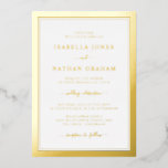 Einfache elegante Einladung zur Hochzeit<br><div class="desc">Einfach und stilvoll präsentiert sich diese formelle Hochzeitseinladung mit einem eleganten,  doppelten Rahmen und einem eleganten Kalligrafieschrift,  das in echter Goldfolie gepresst wird.</div>