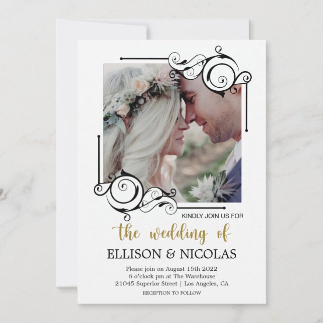 Einfache, elegante Einladungen zu Hochzeiten in Te (Vorderseite)