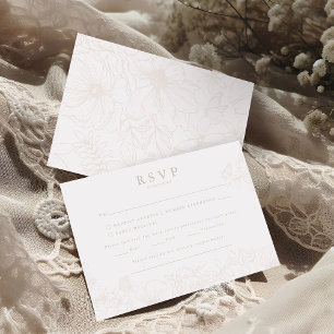 Einfache elegante Elfenbein-Gartenhochzeit RSVP Begleitkarte