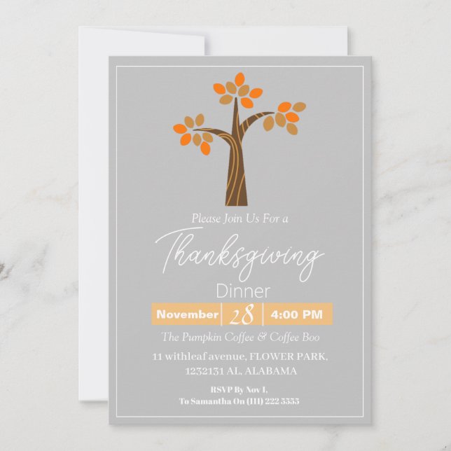 Einfache Elegante Erntedank Abendessen am Luganers Einladung (Vorderseite)