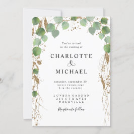 Einfache, elegante Eukalyptus-Glitzer Einladung