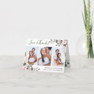 Einfache Elegante Eukalyptus Rosa Rosen 3 FOTO Dankeskarte