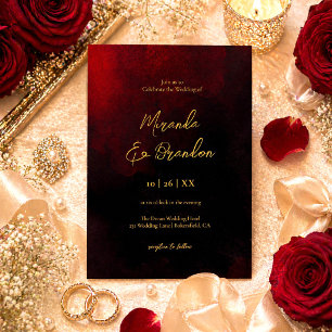 Einfache Elegante Falsche Gold Schrift Rot Schwarz Einladung