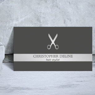 Einfache elegante falsche silberne Schere Friseur Visitenkarte