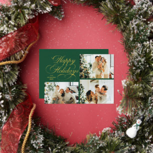 Einfache elegante Familien-Weihnachts-Fotocollage  Folien Feiertagskarte