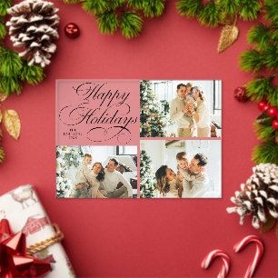 Einfache elegante Familienfoto-Collage-Weihnachtsk Acryleinladungen