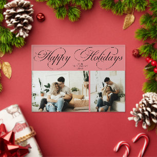 Einfache elegante Familienfoto-Collage-Weihnachtsk Acryleinladungen