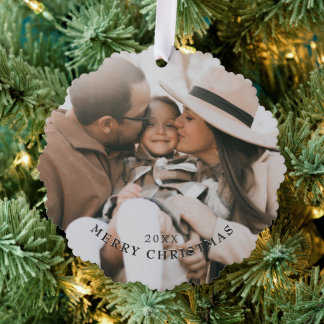 Einfache elegante Familienfoto-Weihnachtsgeschenk- Ornament Karte