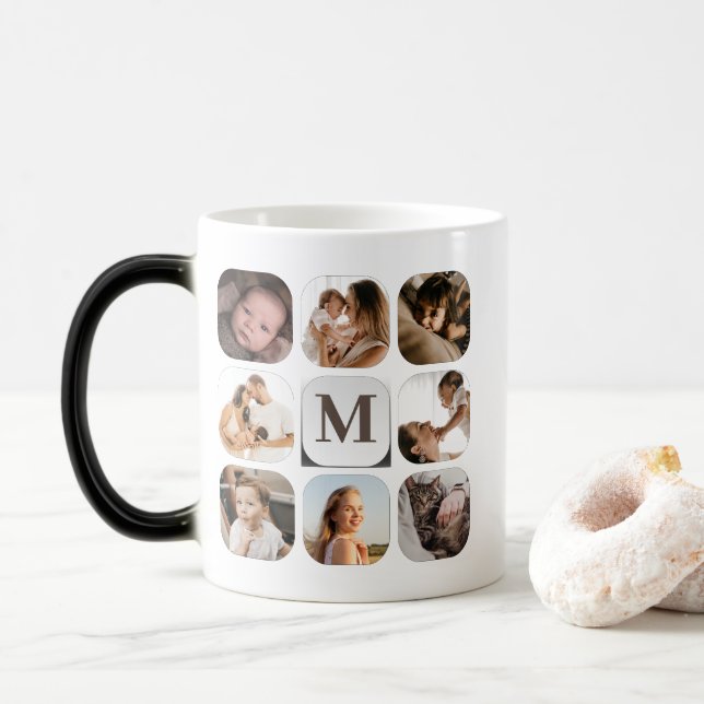 Einfache Elegante Family Foto Grid Sweet Mementos Verwandlungstasse (Mit Donut)
