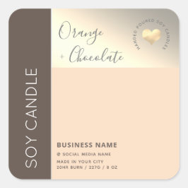 Einfache, elegante Farbblocktypografie, Sockelkerz Quadratischer Aufkleber